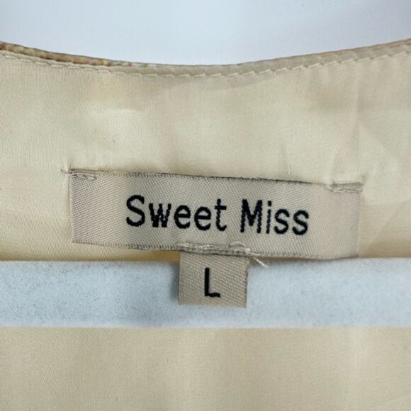 Sweet Miss Womens Shift Mini Dress Size L Satin Abstract Art to Wear Colorful - Picture 4 of 8